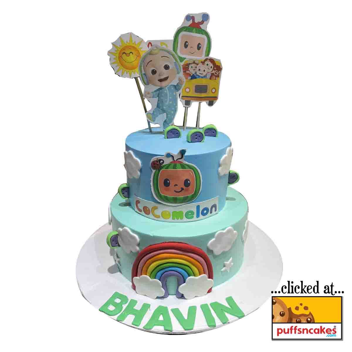 (1400) Cocomelon Theme Cream Cake